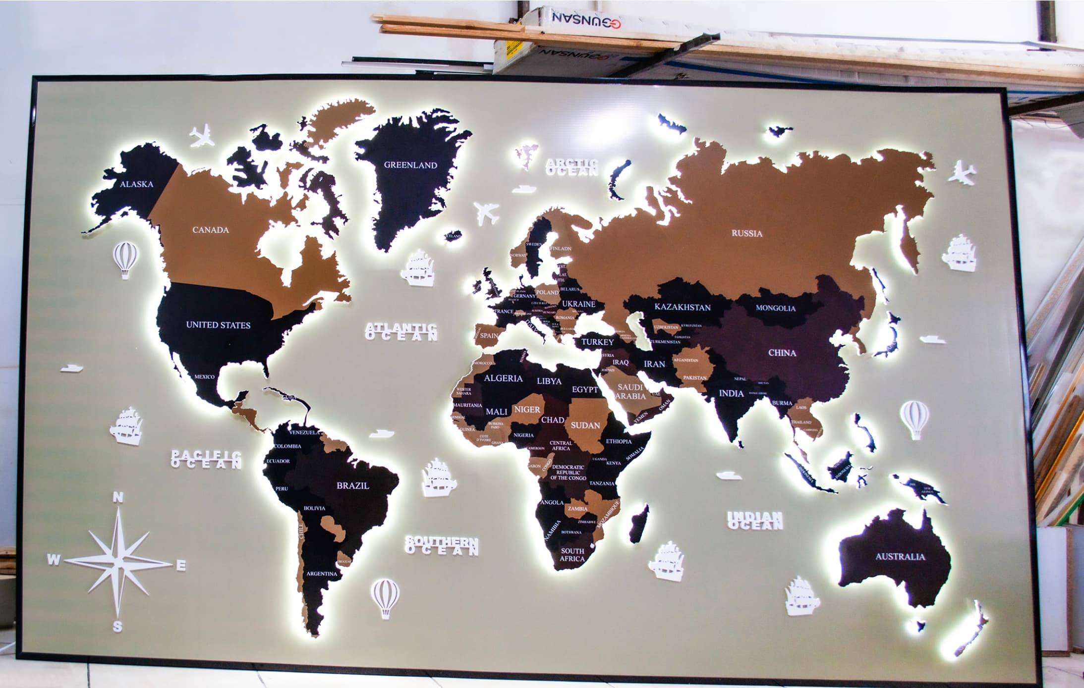 Illuminated map for interior design