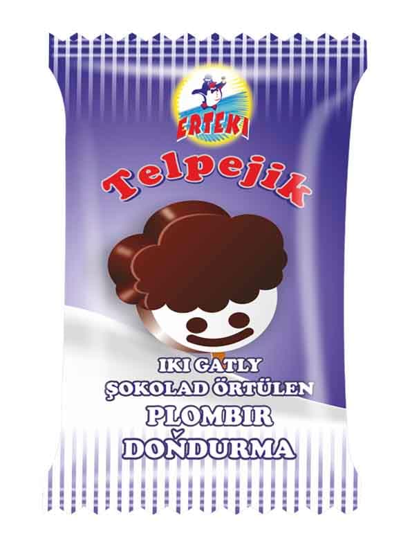 "Telpejik" Two-layer  plombir ice cream with filling in chocolate glaze