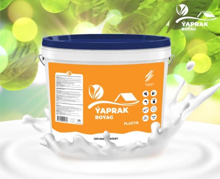Water-dispersion homopolymer acrylic paint-plastic paint for interior walls "Yaprak"