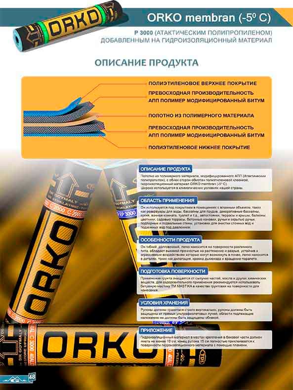 гидроизоляционный материал на битумной основе, марка "TM MEMBRANE" P4000AL (полиэстер)